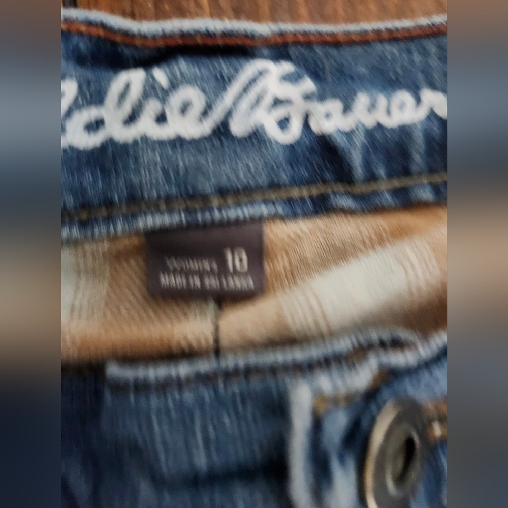 EDDIE BAUER Flannel Lined Jeans Womens boyfriend midrise straight size 10 - Picture 5 of 11